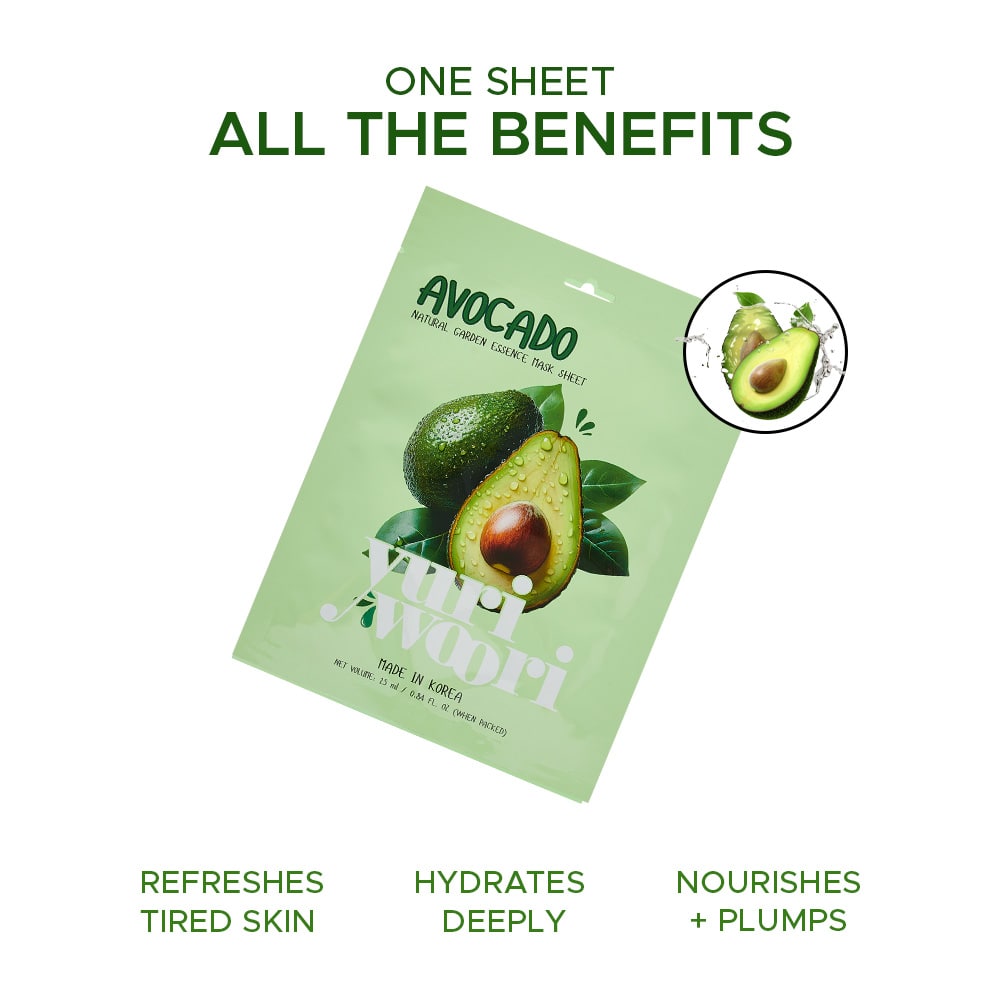 Deep Hydration Korean Avocado Sheet Mask with Hyaluronic Acid - 25ml