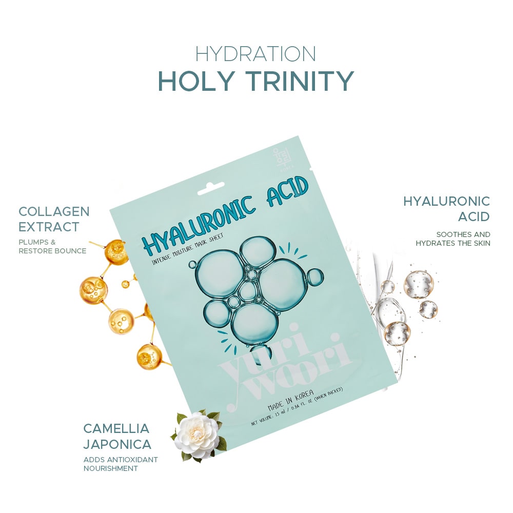 한국식 유리알 피부 광채를 위한 히알루론산 & 콜라겐 시트 마스크 - 25ml