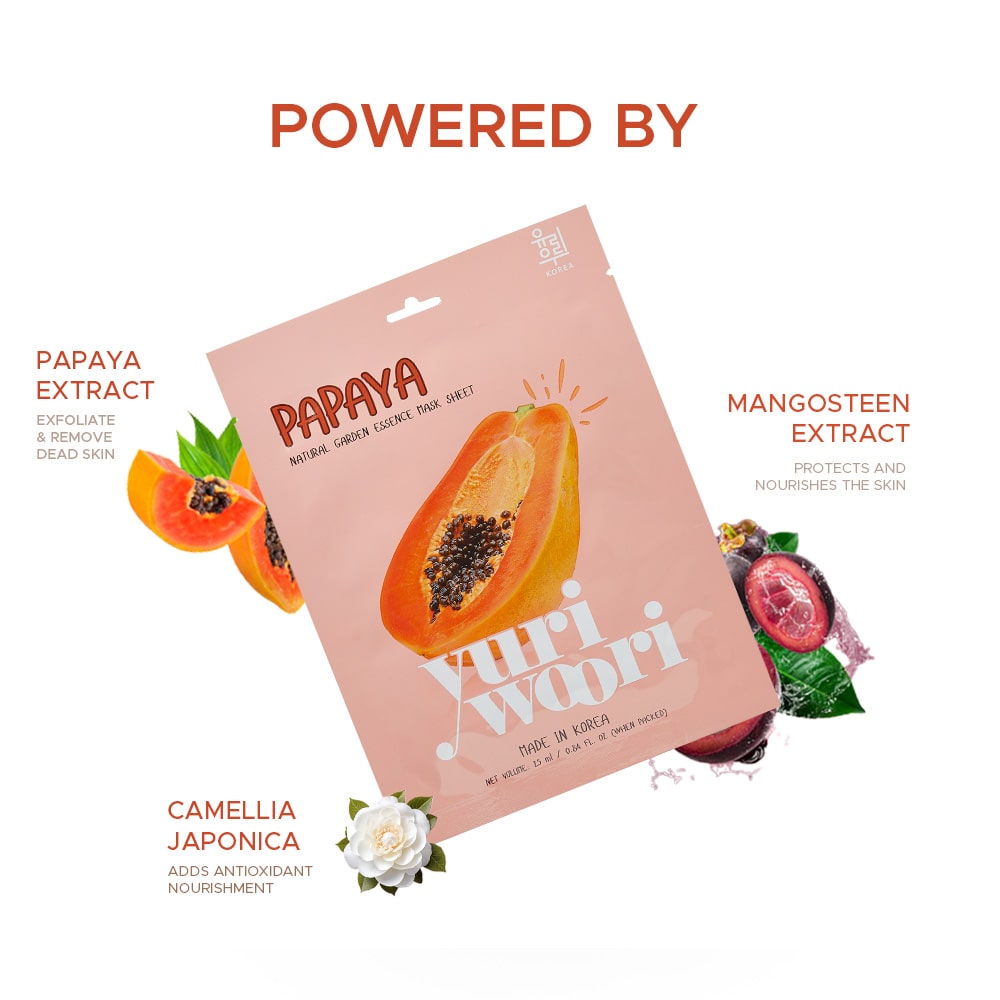 파파야와 한국산 식물 성분이 함유된 각질 제거 및 영양 공급 시트 마스크 - 25ml