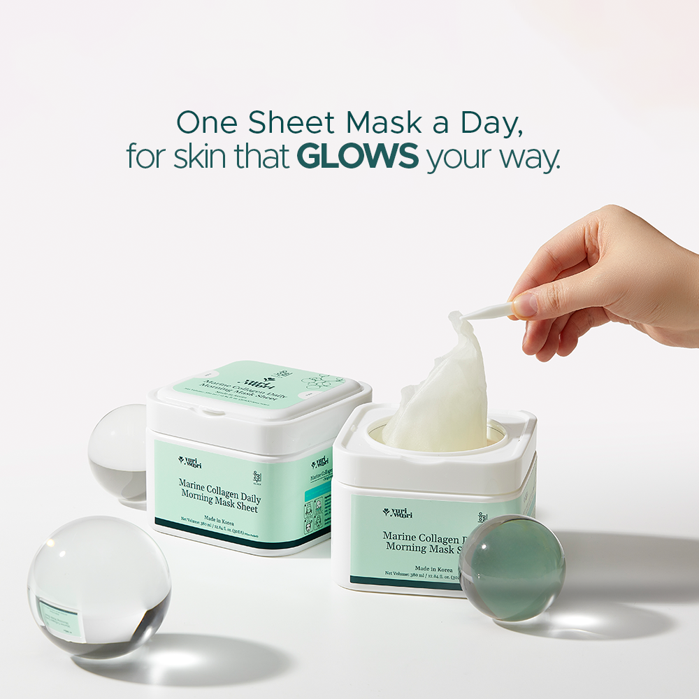 Marine Collagen Daily Morning Sheet Mask – Korean sheet mask enriched with marine collagen for firming, hydrating, and revitalizing morning skincare
