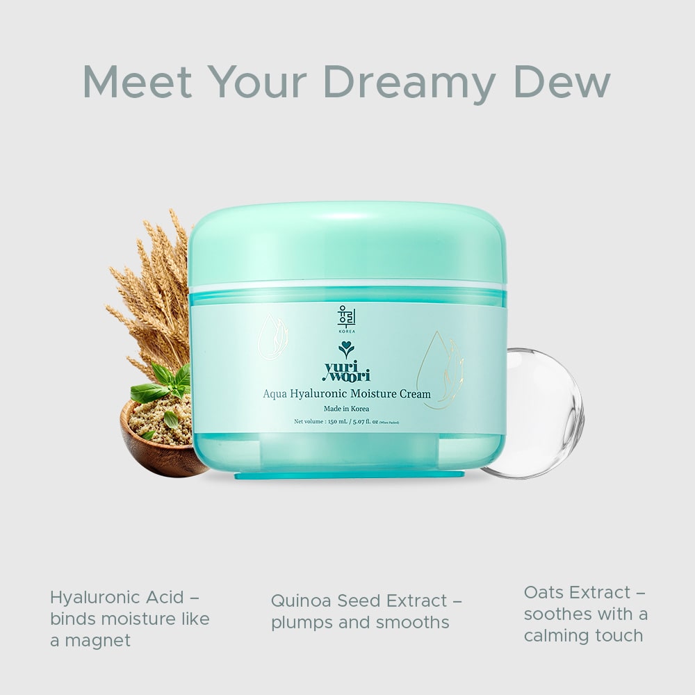한국산 아쿠아 히알루론산 보습 크림 (퀴노아 &amp; 귀리 함유) - 150ml