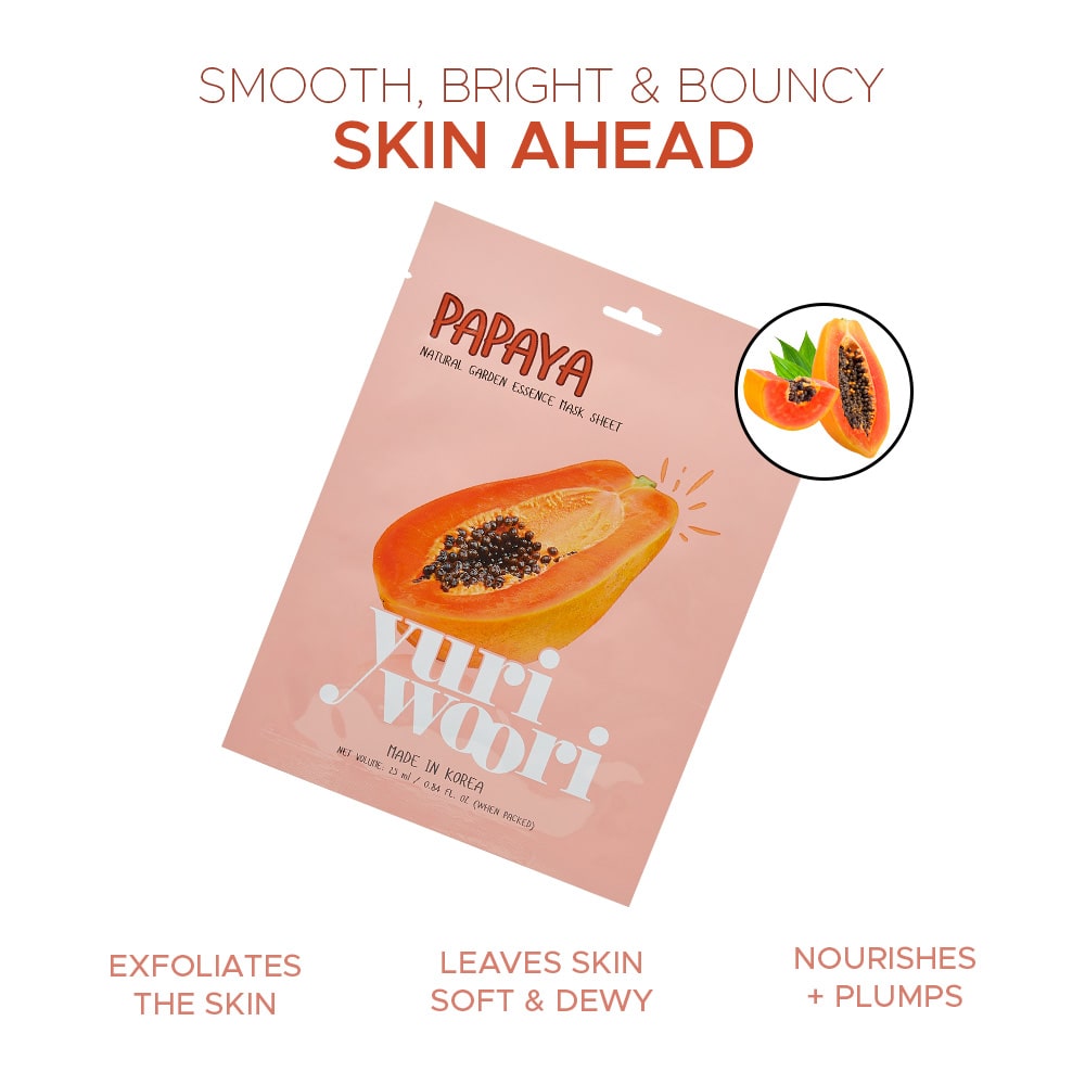 Exfoliating & Nourishing Sheet Mask with Papaya & Korean Plant Actives - 25ml