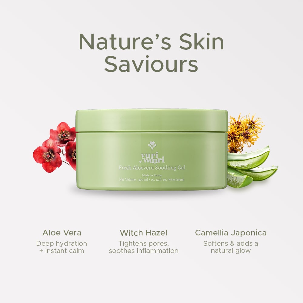 한국산 식물 성분을 함유한 모공 수축 프레쉬 알로에베라 수딩 젤 - 300ml