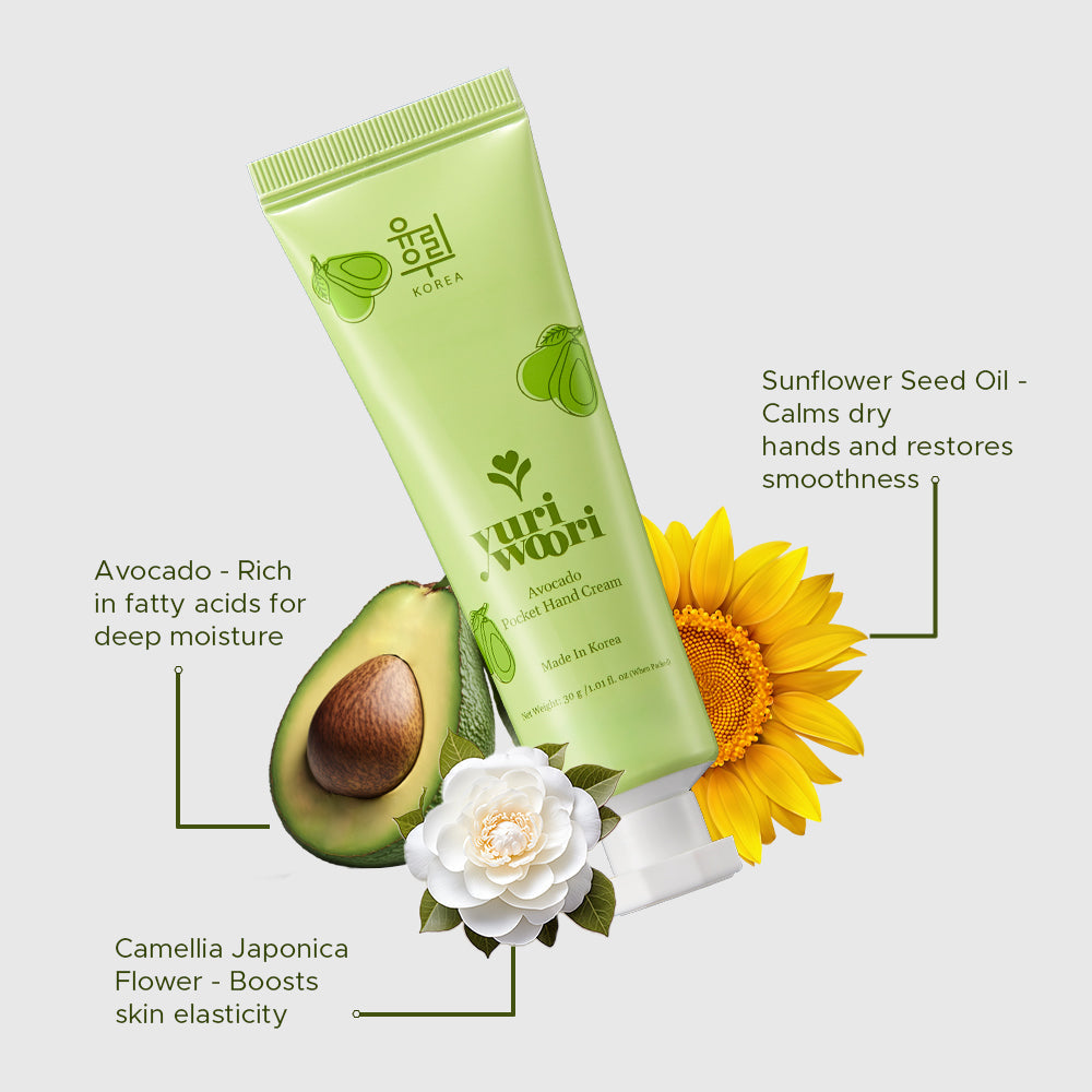 Ultra-Hydrating Korean Hand Cream with Avocado & Camellia - 30ml