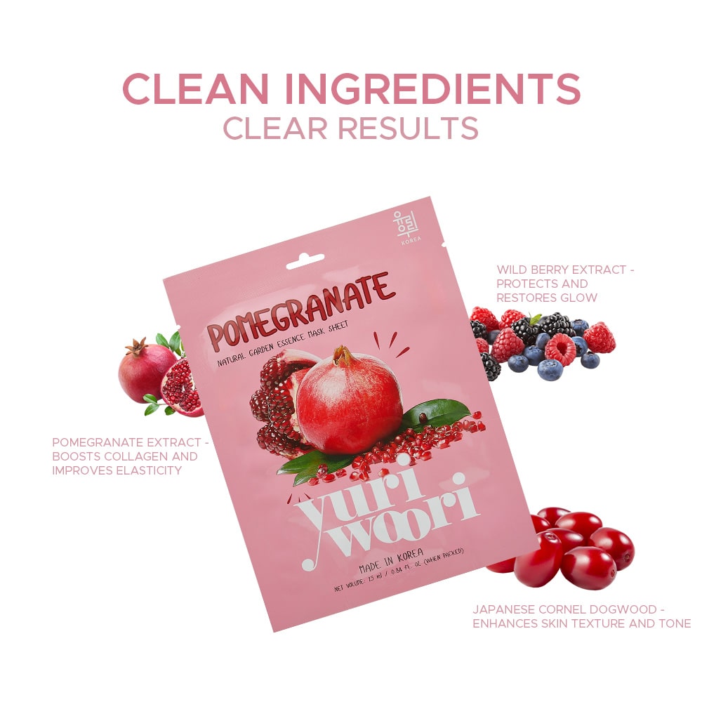 석류와 일본산딸기 추출물이 함유된 안티에이징 시트 마스크 - 25ml