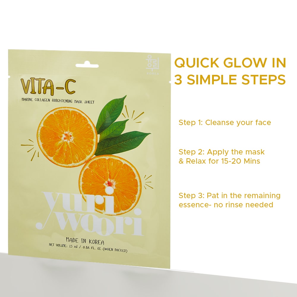 비타민 C 마린 콜라겐 한국산 시트 마스크 - 25ml