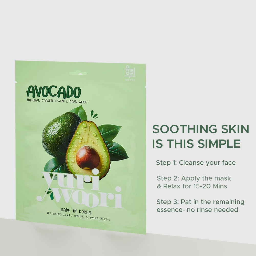 Deep Hydration Korean Avocado Sheet Mask with Hyaluronic Acid - 25ml