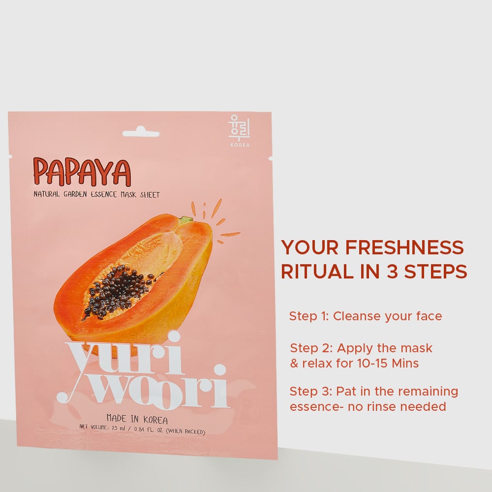 파파야와 한국산 식물 성분이 함유된 각질 제거 및 영양 공급 시트 마스크 - 25ml