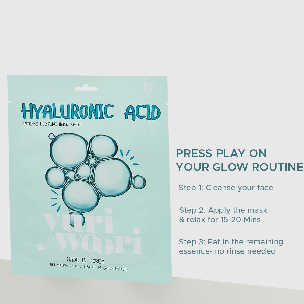 한국식 유리알 피부 광채를 위한 히알루론산 &amp; 콜라겐 시트 마스크 - 25ml